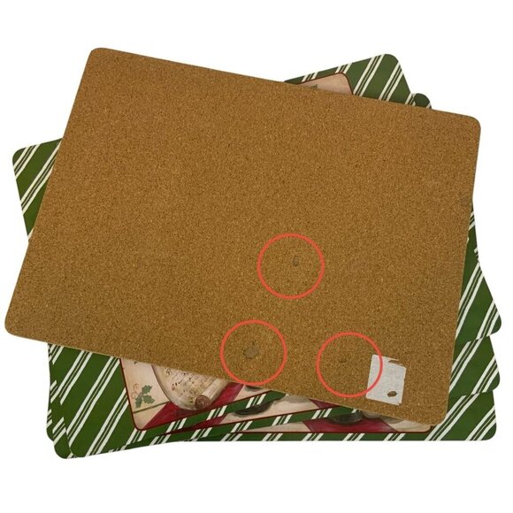 Set Of 4 Santas List Christmas Placemats With Cork Backing 16x12 Holiday Table - Picture 5 of 5